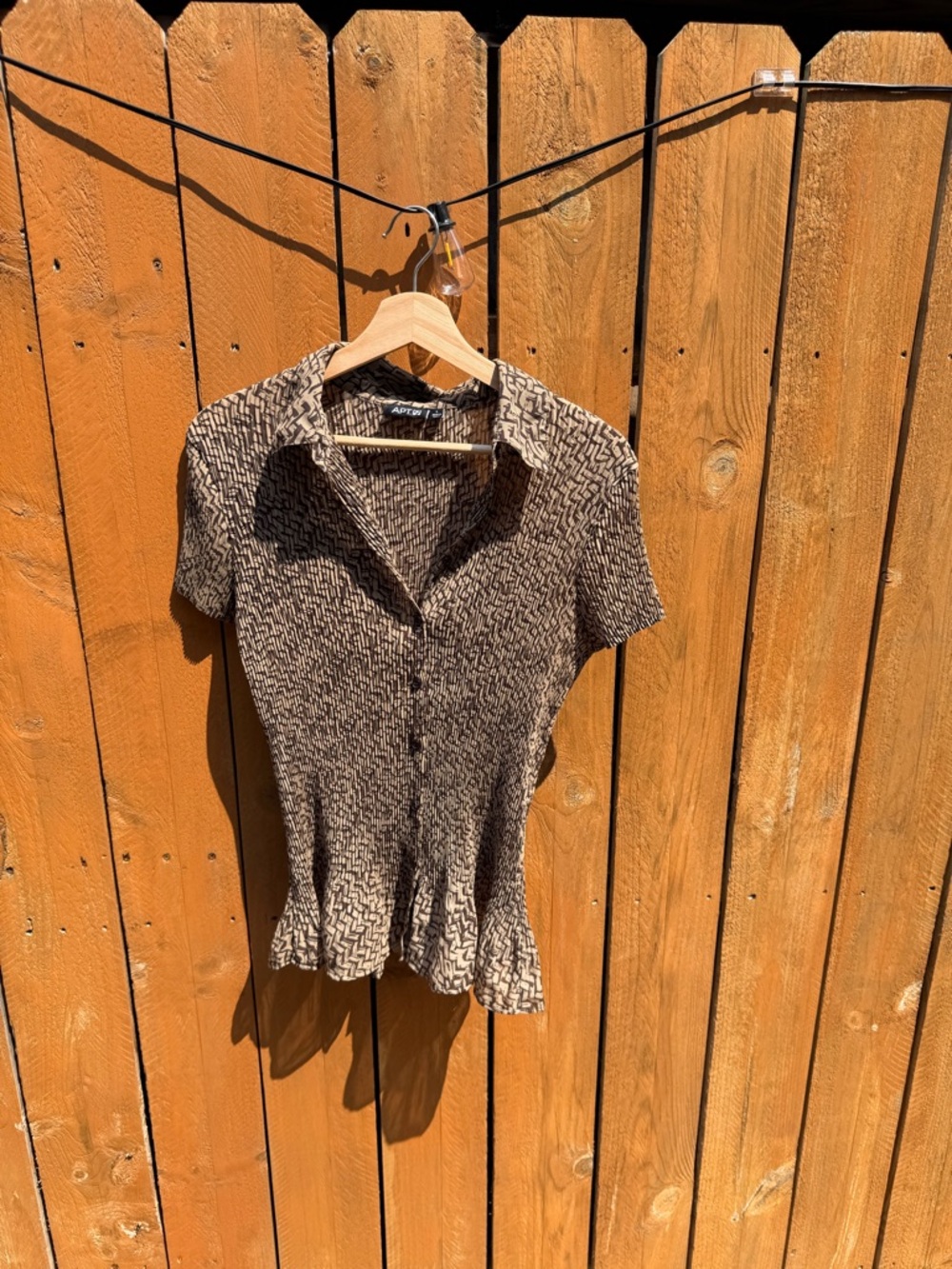 Apt. 9 Brown & Black Short-Sleeve Button Front Blouse